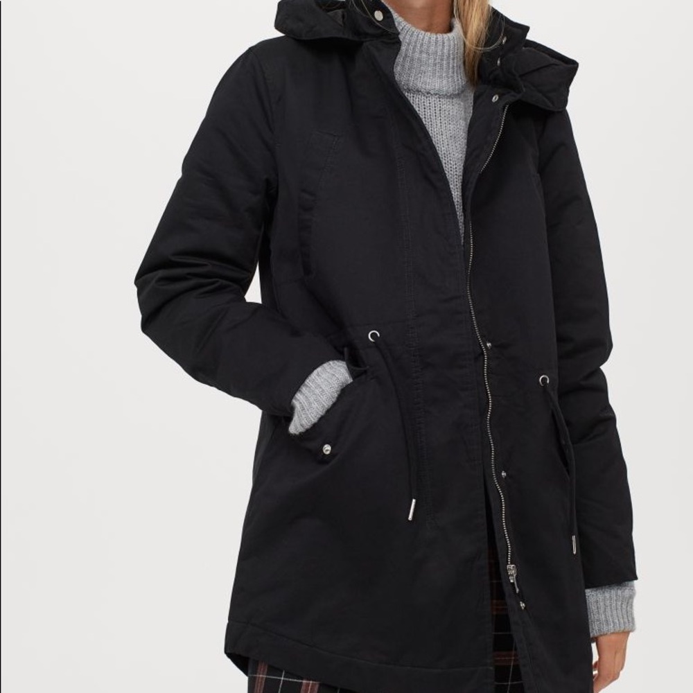 NWOT H&M BLACK PADDED PARKA WITH HOOD